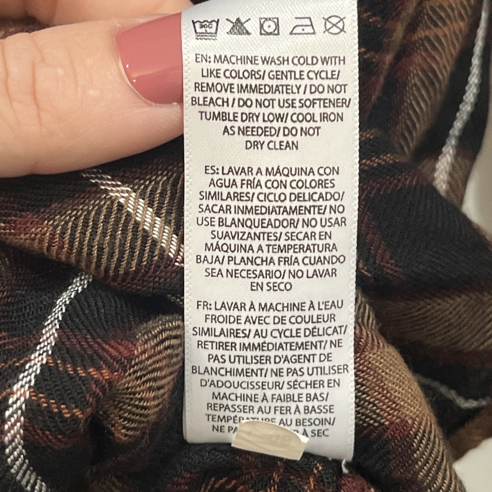 Beach Lunch Lounge Women's Button Down Shirt Brushed Flannel Brown Size Large - Picture 9 of 9